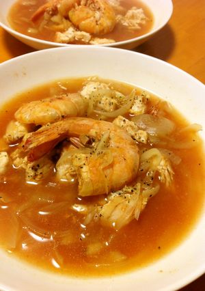 圧力鍋で海老と鶏ささみのトマトスープ-レシピのメイン写真