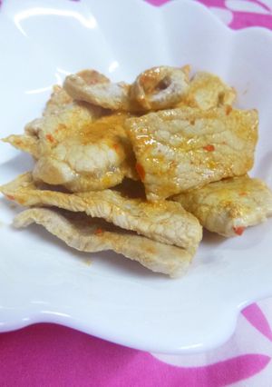 材料3つ♬♪　豚肉のマヨピリ辛焼き-レシピのメイン写真