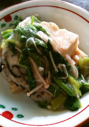 里芋団子と高野豆腐のほうれん草キノコあん-レシピのメイン写真