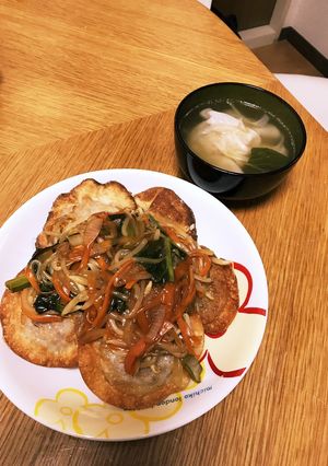 揚げ餃子のあんかけ&余った餃子のスープ-レシピのメイン写真