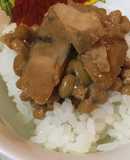 きはだまぐろの甘煮と納豆のご飯