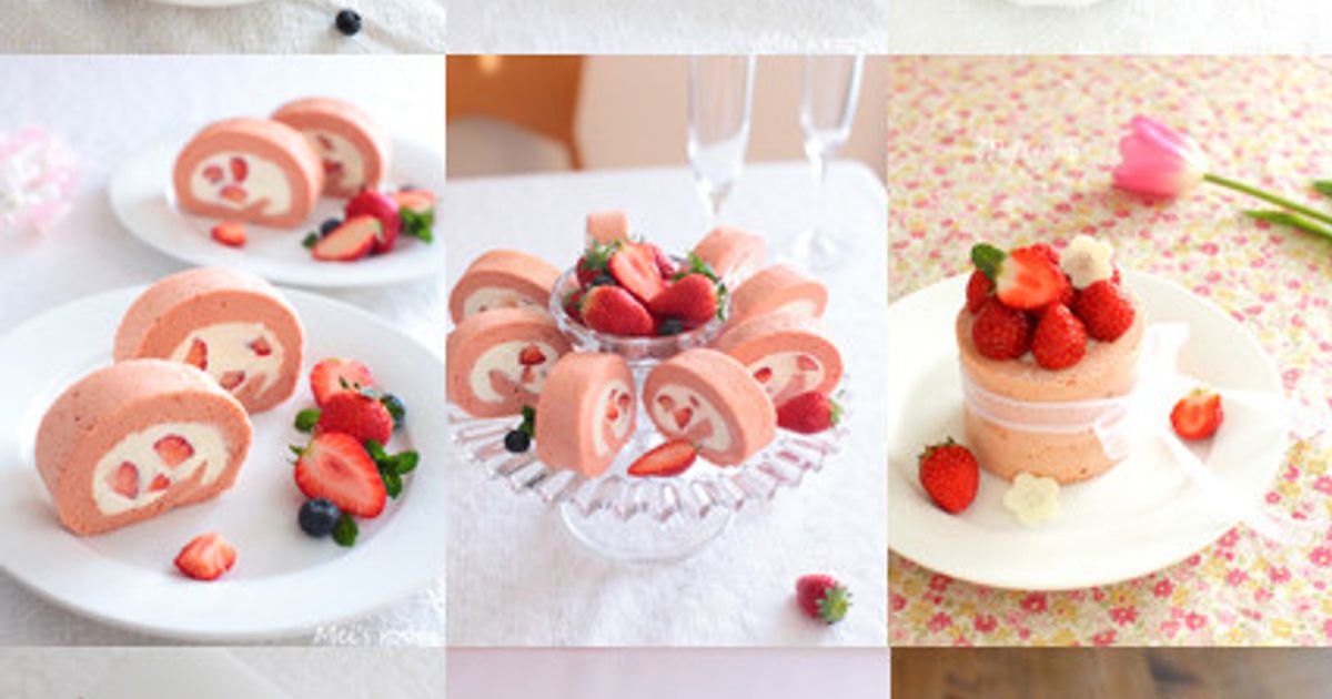 ひな祭りにも＾＾苺のシフォンロールケーキ by みらめい