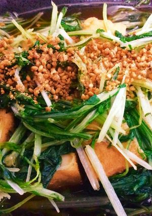 ５分で簡単♡水菜と絹揚げの煮物-レシピのメイン写真