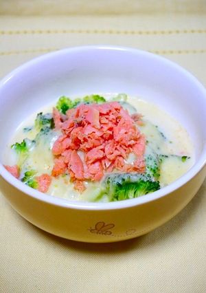 チーズブロッコリー☆鮭フレ豆乳スープ-レシピのメイン写真