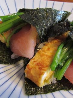 マグロの赤身漬けと玉子とセリの手巻き寿司-レシピのメイン写真