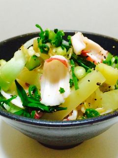 タコと青菜のにんにく炒め!-レシピのメイン写真