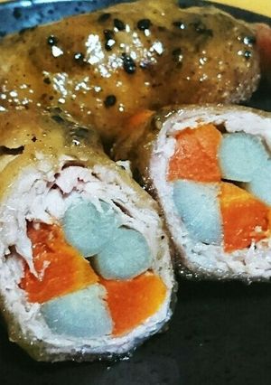 ごぼうと人参の胡麻七味肉巻き-レシピのメイン写真