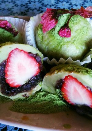 甘酒と抹茶ミルクで苺大福☆-レシピのメイン写真