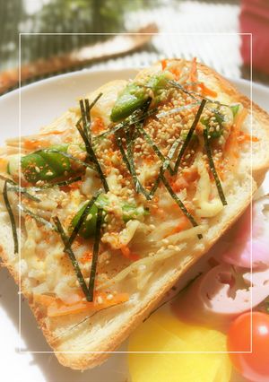 きんぴらに、＋スナップエンドウトースト-レシピのメイン写真