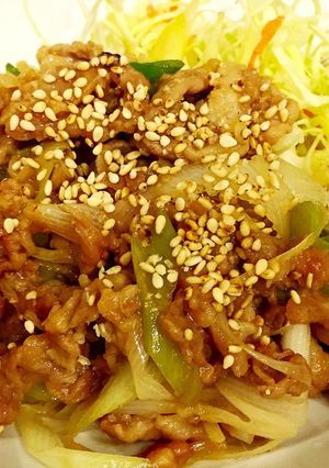 簡単！おいしい。豚コマとネギの生姜焼き。-レシピのメイン写真