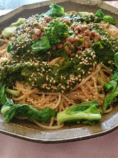生めかぶと納豆と菜の花の春パスタ-レシピのメイン写真