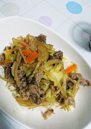 簡単野菜たっぷり牛丼!-レシピのメイン写真