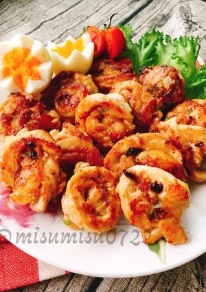 お弁当に☆鶏胸肉のネギチーズ丸め焼き-レシピのメイン写真