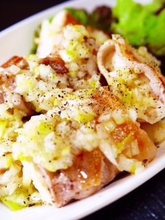 豆腐でかさ増し!豚ばら薄切り肉ねぎ塩だれ-レシピのメイン写真