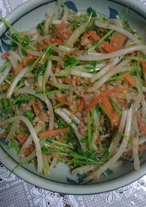 豆苗ともやし、ひき肉の炒めもの-レシピのメイン写真