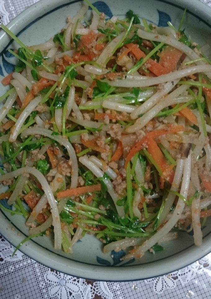 豆苗ともやし、ひき肉の炒めもの-レシピのメイン写真