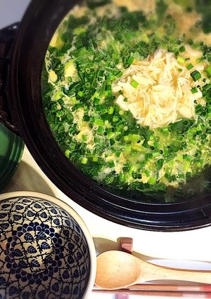 ホタテ缶でアツアツ土鍋雑炊-レシピのメイン写真