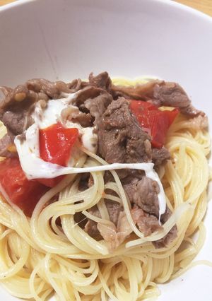 トマトと牛肉パスタ-レシピのメイン写真