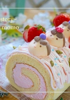 焼き立てもしっとり♪ひな祭りロールケーキ-レシピのメイン写真