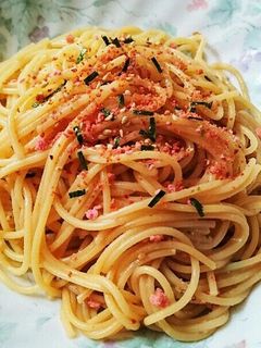 簡単!ビックリ!ふりかけで♪たらこスパ-レシピのメイン写真