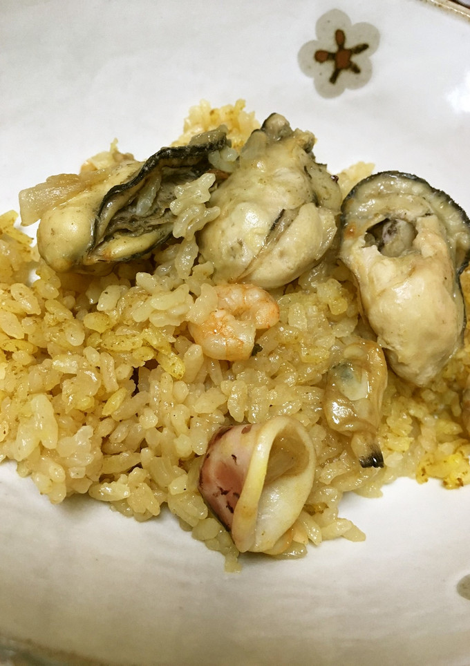 炊飯器で簡単　牡蠣シーフードカレーピラフ-レシピのメイン写真