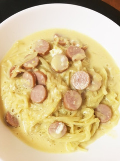 豚骨ラーメンでカルボナーラ-レシピのメイン写真