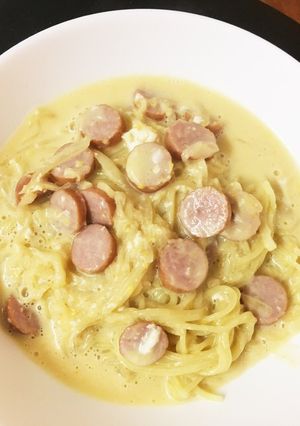 豚骨ラーメンでカルボナーラ-レシピのメイン写真
