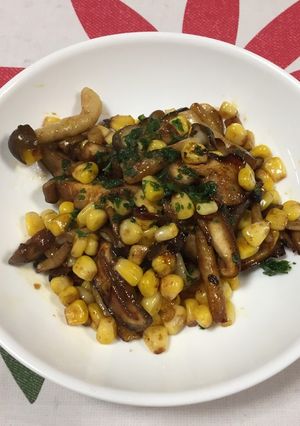 きのこ＆コーン焼きそば風味焼き-レシピのメイン写真