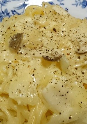 エリンギと玉ねぎの豆乳カルボナーラ♪-レシピのメイン写真
