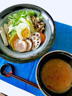 蒸し野菜たっぷり!ゆず風味噌つけ麺-レシピのメイン写真