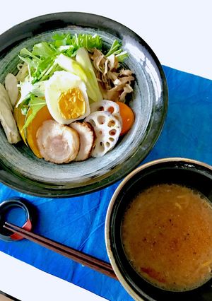蒸し野菜たっぷり！ゆず風味噌つけ麺-レシピのメイン写真