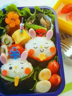 ツインズうさちゃんのひな祭り弁当♪-レシピのメイン写真