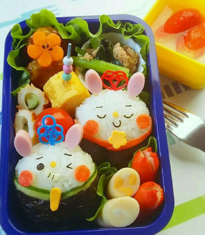 ツインズうさちゃんのひな祭り弁当♪ by iohinaMAMA 【クックパッド