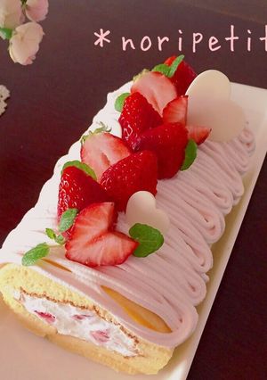 春色♡ノンオイルdeシフォンロール-レシピのメイン写真