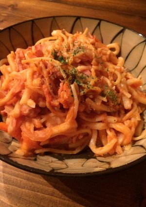 うどんとパスタで和風クリーミーナポリタン-レシピのメイン写真