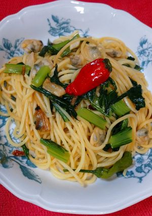 あさりと小松菜のペペロンチーノ-レシピのメイン写真