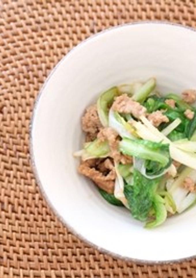 うるいと豚ひき肉の醤油炒め-レシピのメイン写真