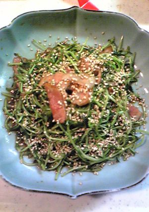 豆苗とベーコンのにんにく醤油炒め-レシピのメイン写真
