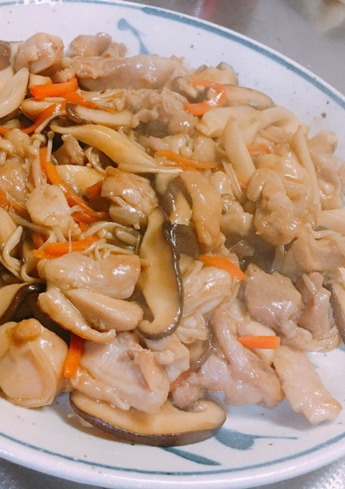 人参ときのこと鶏肉でオイスターソース炒め-レシピのメイン写真
