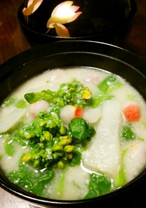 菜の花と長芋の酒粕汁-レシピのメイン写真