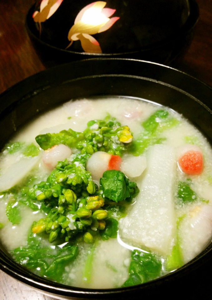 菜の花と長芋の酒粕汁-レシピのメイン写真