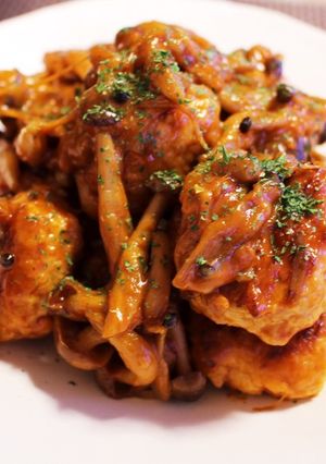 鶏団子としめじのケチャップミートボール-レシピのメイン写真