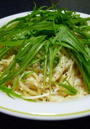 水菜のたらこのクリームパスタ!(^^)!-レシピのメイン写真