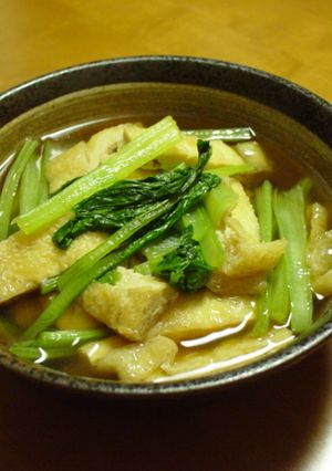 麺つゆで♪小松菜と油揚げの簡単煮びたし-レシピのメイン写真
