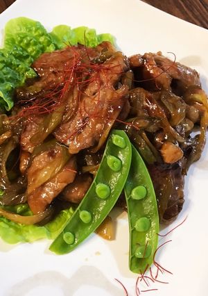 お肉柔らか♡豚と長葱の黒酢炒め-レシピのメイン写真