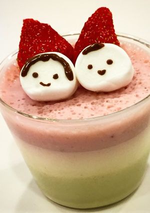 ひな祭りに♪豆乳でひし餅風ババロア-レシピのメイン写真