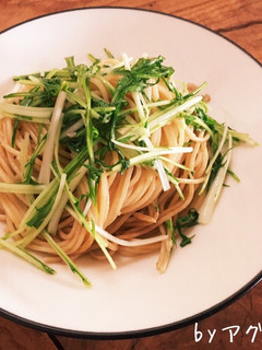 簡単ヘルシー♪水菜とアンチョビのパスタ!-レシピのメイン写真