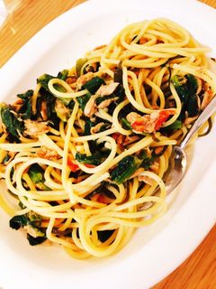 小松菜とツナとミニトマトの和風パスタ-レシピのメイン写真