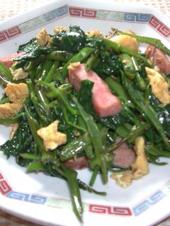 空芯菜(エンサイ)のスパム炒め-レシピのメイン写真