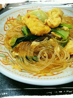 春雨とチンゲン菜の卵炒め(°∀°*)-レシピのメイン写真